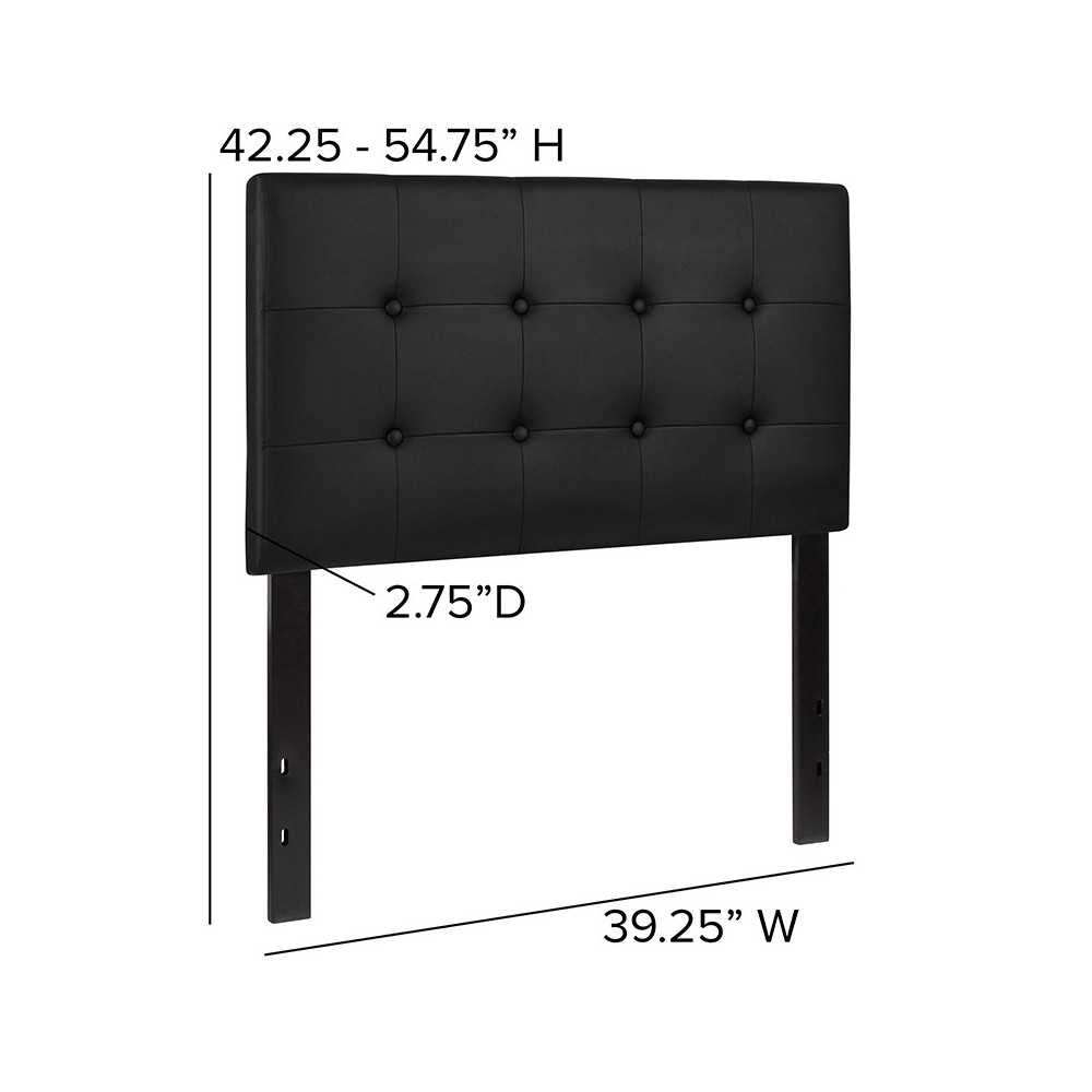 Lennox Tufted Upholstered Twin Size Headboard in Black Vinyl