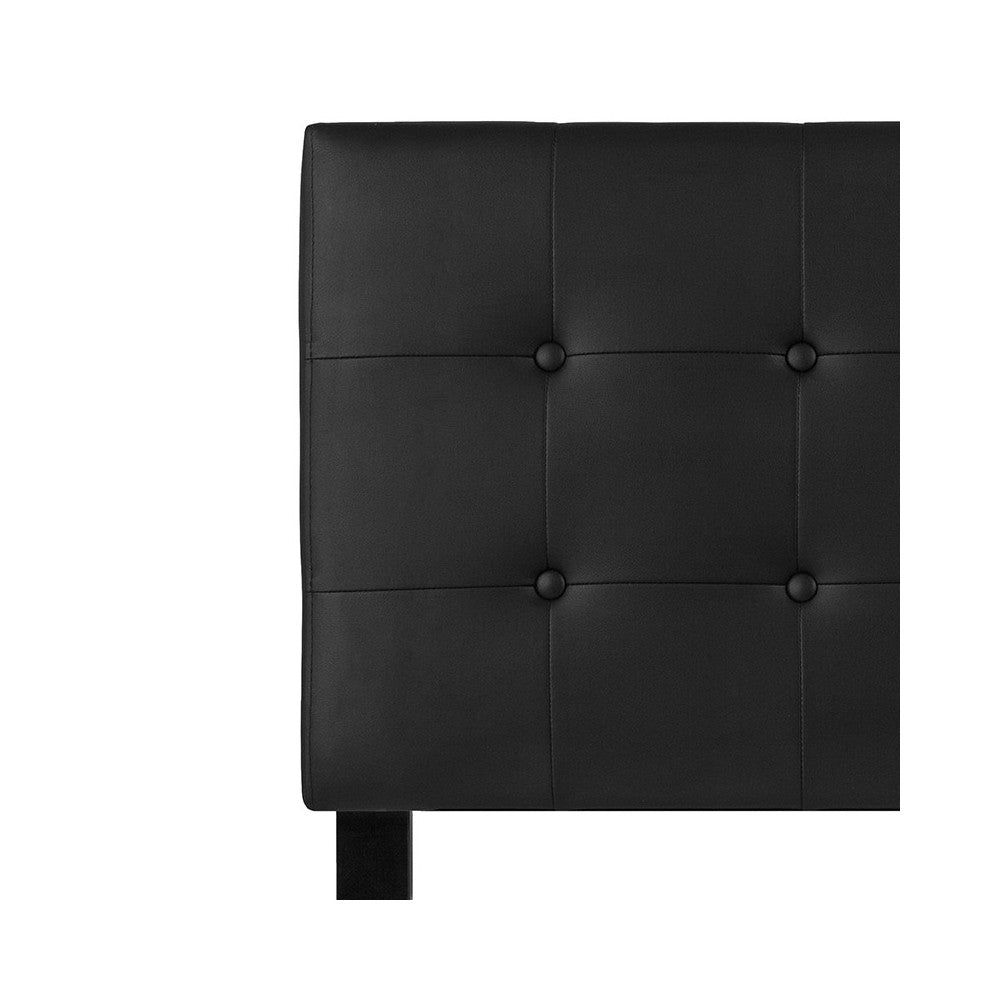 Lennox Tufted Upholstered Twin Size Headboard in Black Vinyl