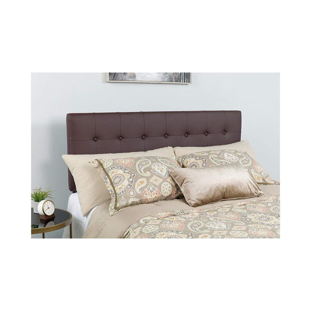 Lennox Tufted Upholstered Twin Size Headboard in Brown Vinyl