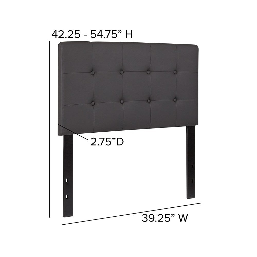Lennox Tufted Upholstered Twin Size Headboard in Gray Vinyl