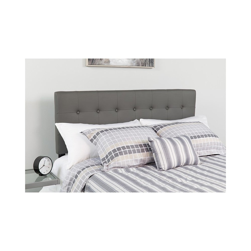 Lennox Tufted Upholstered Twin Size Headboard in Gray Vinyl