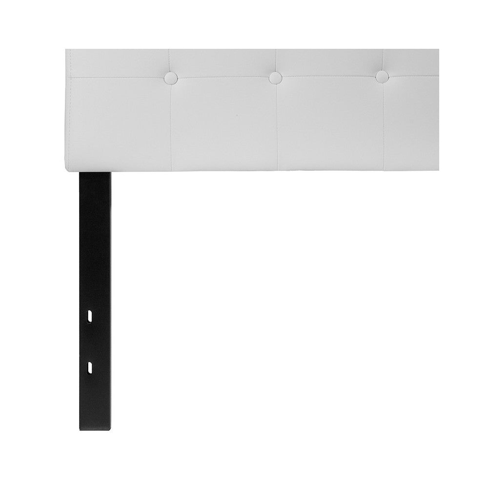 Lennox Tufted Upholstered Twin Size Headboard in White Vinyl