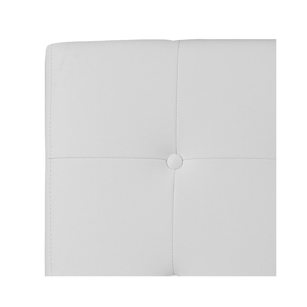 Lennox Tufted Upholstered Twin Size Headboard in White Vinyl
