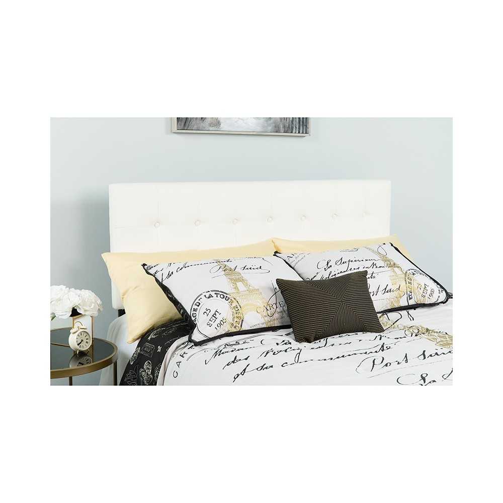 Lennox Tufted Upholstered Twin Size Headboard in White Vinyl