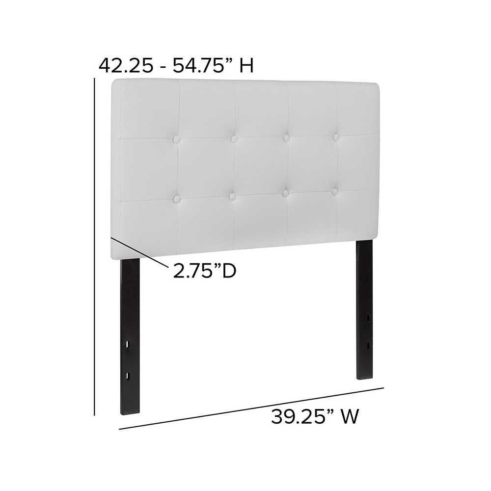 Lennox Tufted Upholstered Twin Size Headboard in White Vinyl