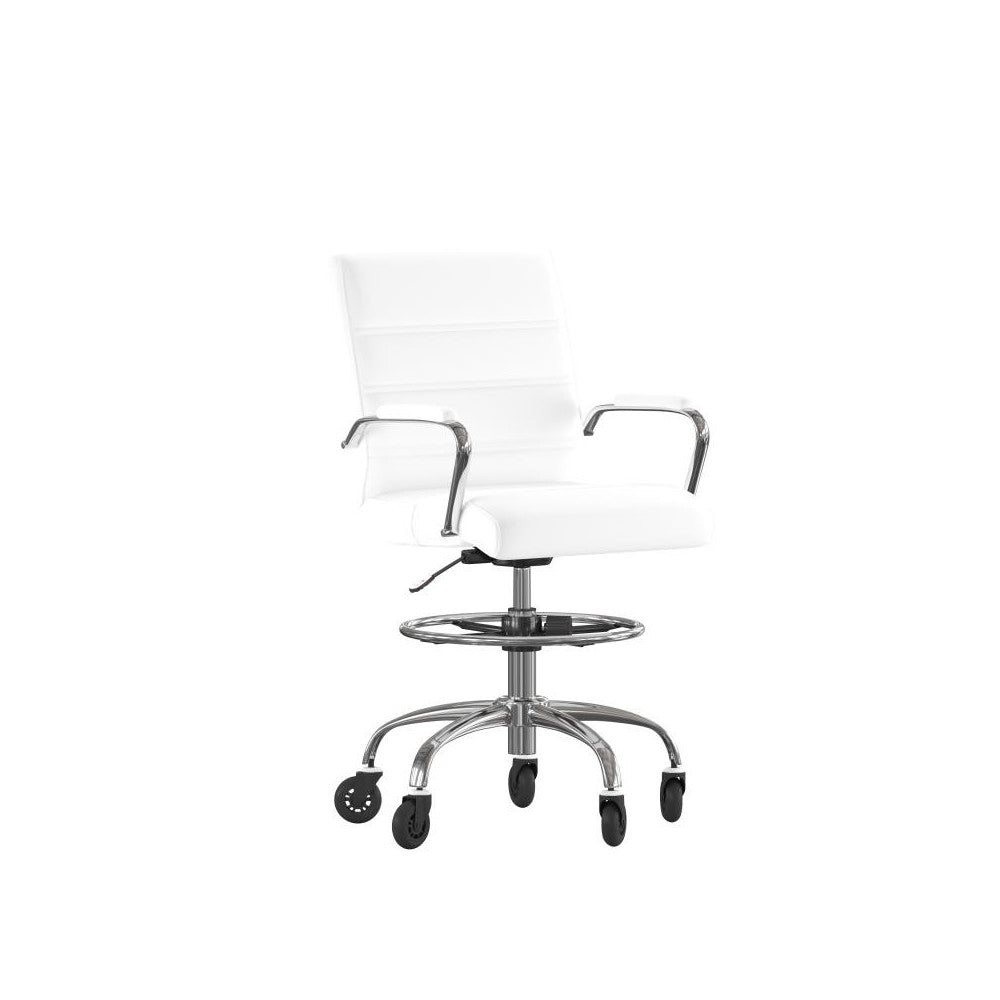 Lexi Mid-Back White LeatherSoft Drafting Chair