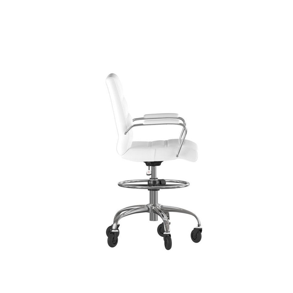 Lexi Mid-Back White LeatherSoft Drafting Chair