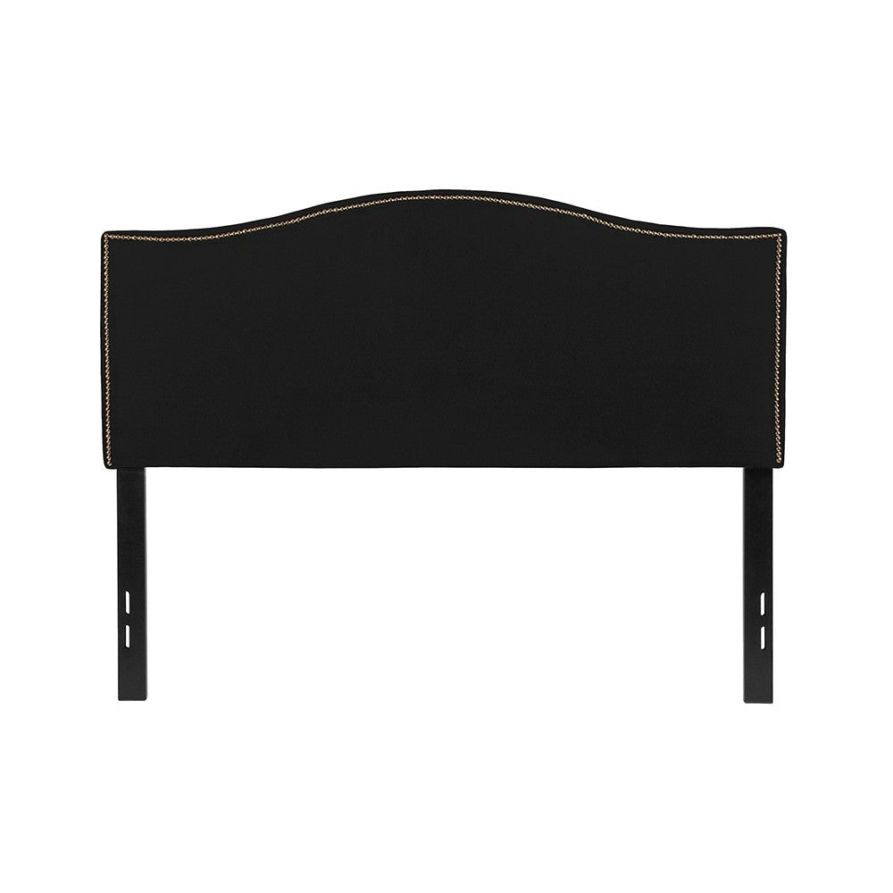 Lexington Upholstered Full Size Headboard with Accent Nail Trim in Black Fabric