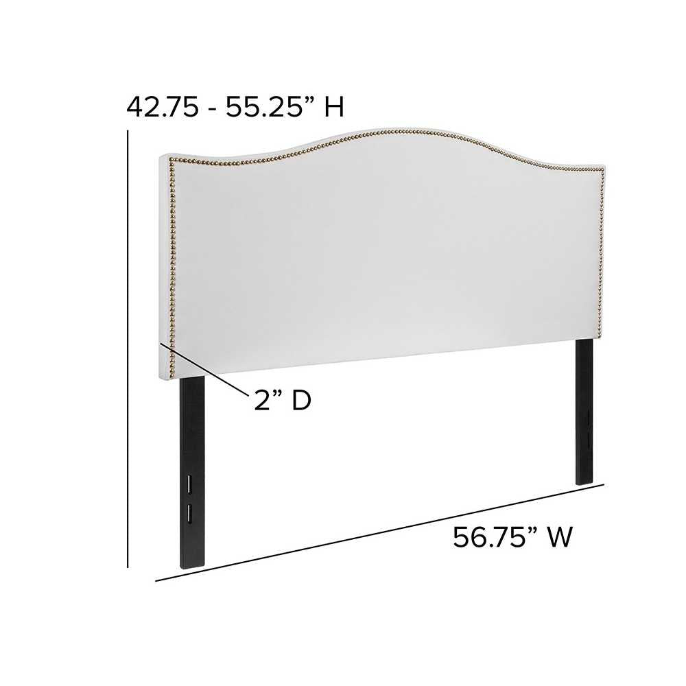 Lexington Upholstered Full Size Headboard with Accent Nail Trim in White Fabric