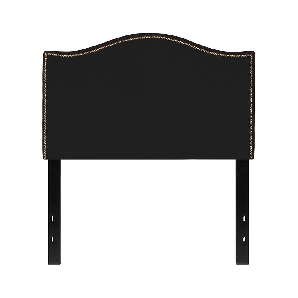 Lexington Upholstered Twin Size Headboard with Accent Nail Trim in Black Fabric
