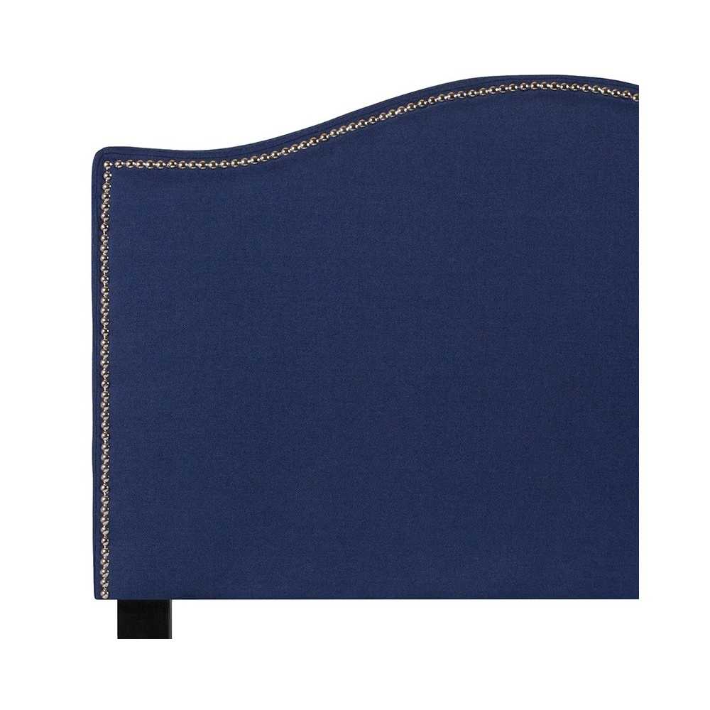 Lexington Upholstered Twin Size Headboard with Accent Nail Trim in Navy Fabric