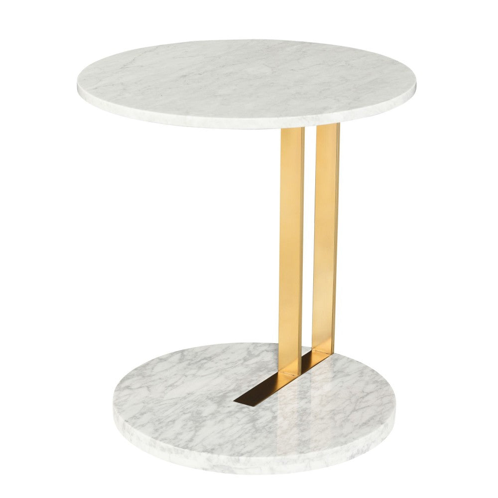 Lia White Stone Side Table