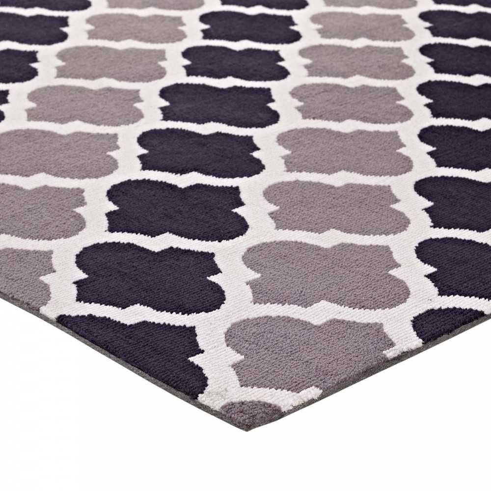 Lida Moroccan Trellis 5x8 Area Rug, Charcoal and Black