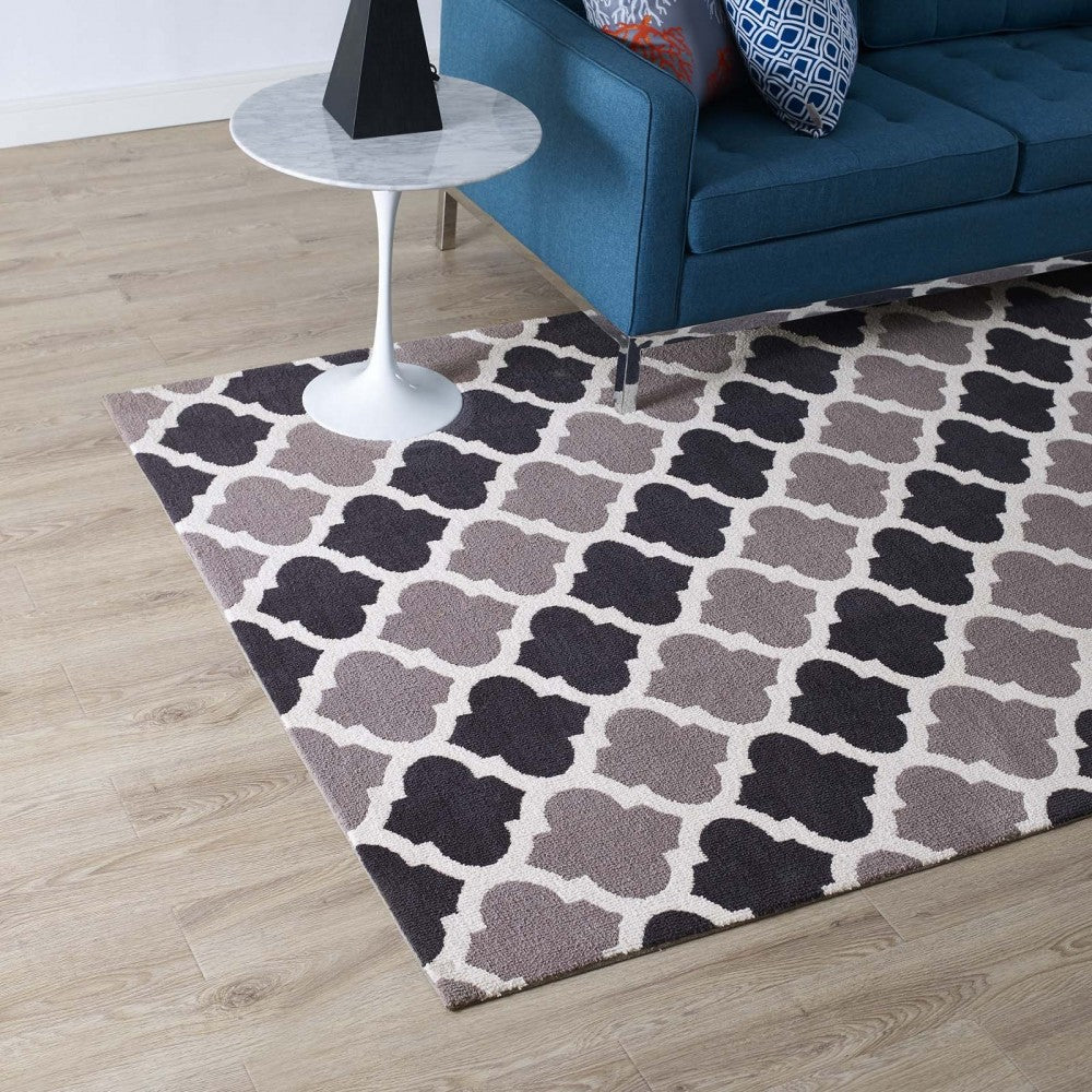 Lida Moroccan Trellis 5x8 Area Rug, Charcoal and Black