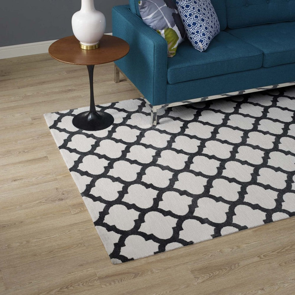 Lida Moroccan Trellis 8x10 Area Rug, Ivory and Charcoal
