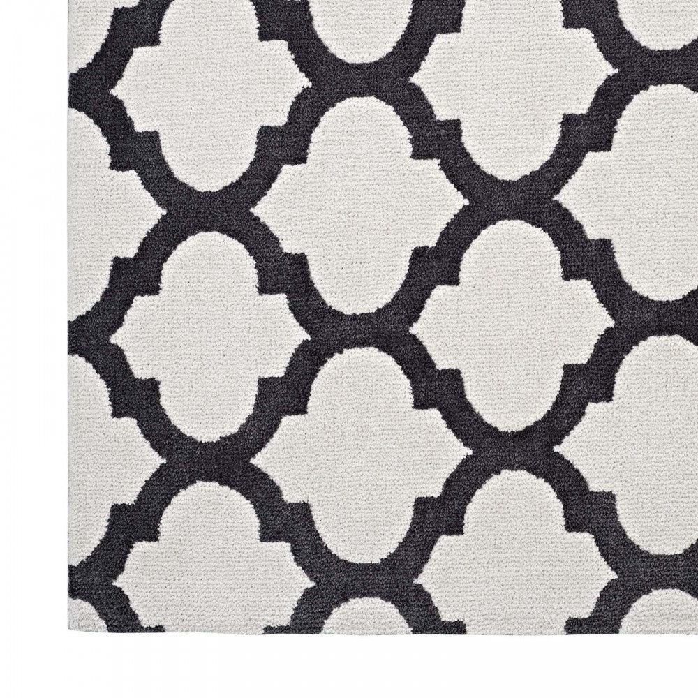 Lida Moroccan Trellis 8x10 Area Rug, Ivory and Charcoal