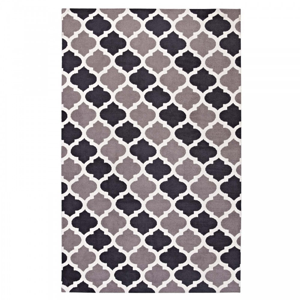 Lida Moroccan Trellis 8x10 Area Rug, Charcoal and Black