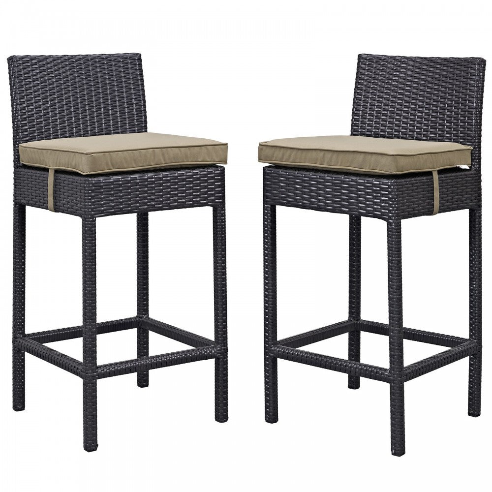 Lift Bar Stool Outdoor Patio Set of 2, Espresso Mocha