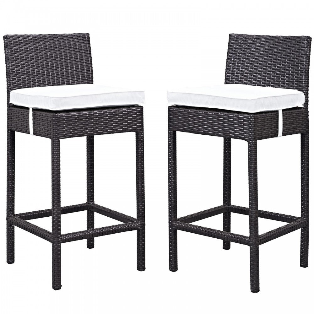 Lift Bar Stool Outdoor Patio Set of 2, Espresso White