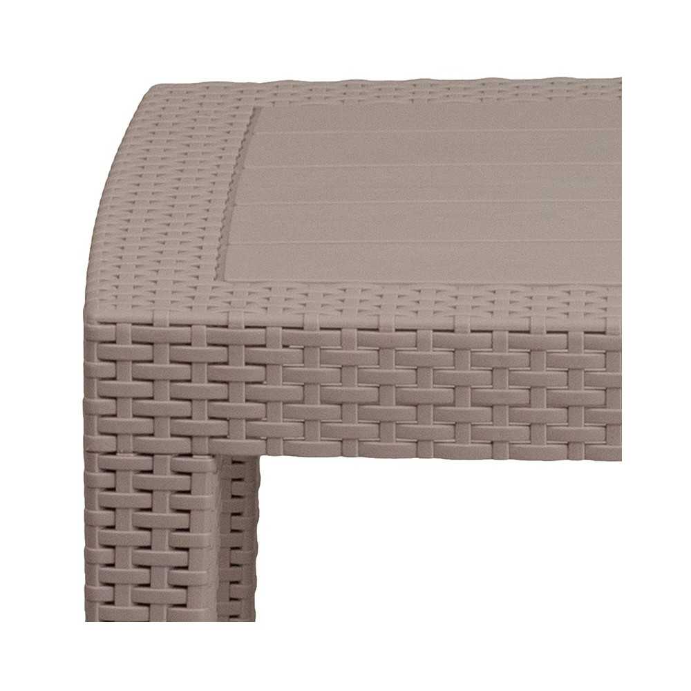 Light Gray Faux Rattan Coffee Table