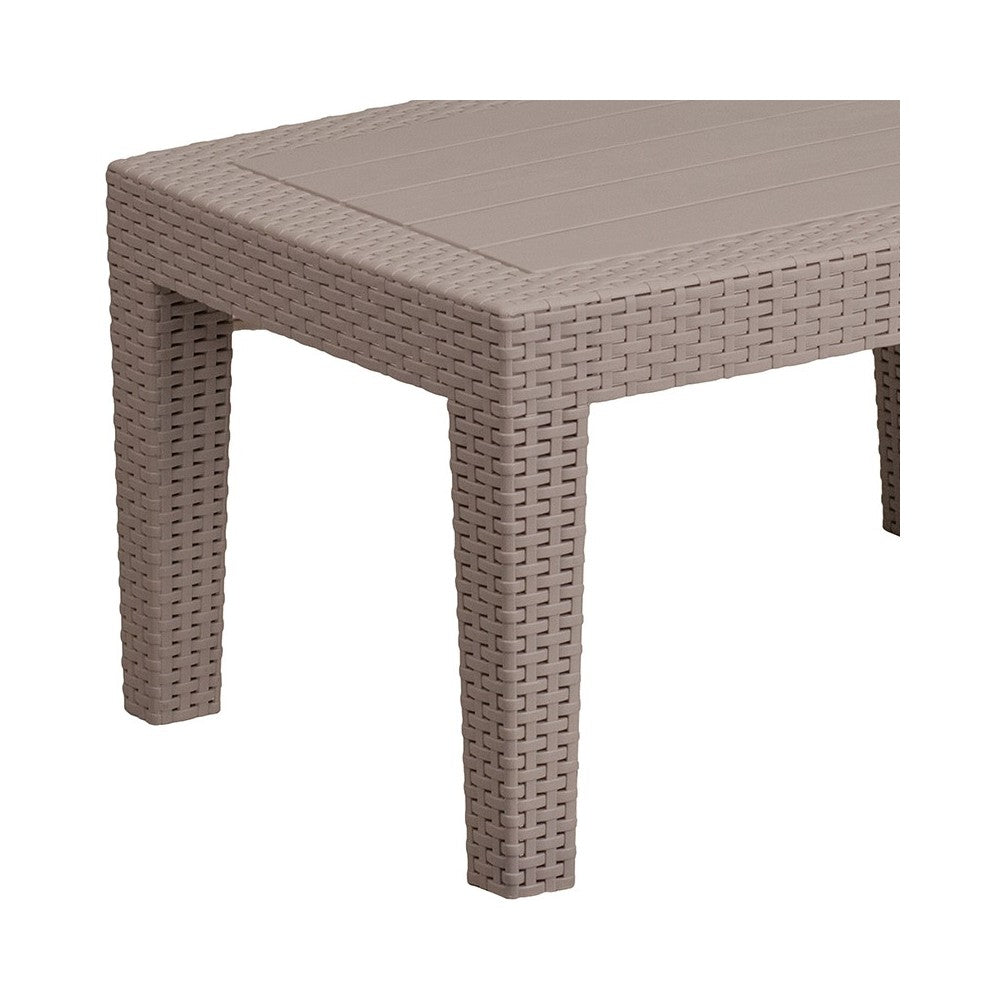Light Gray Faux Rattan Coffee Table