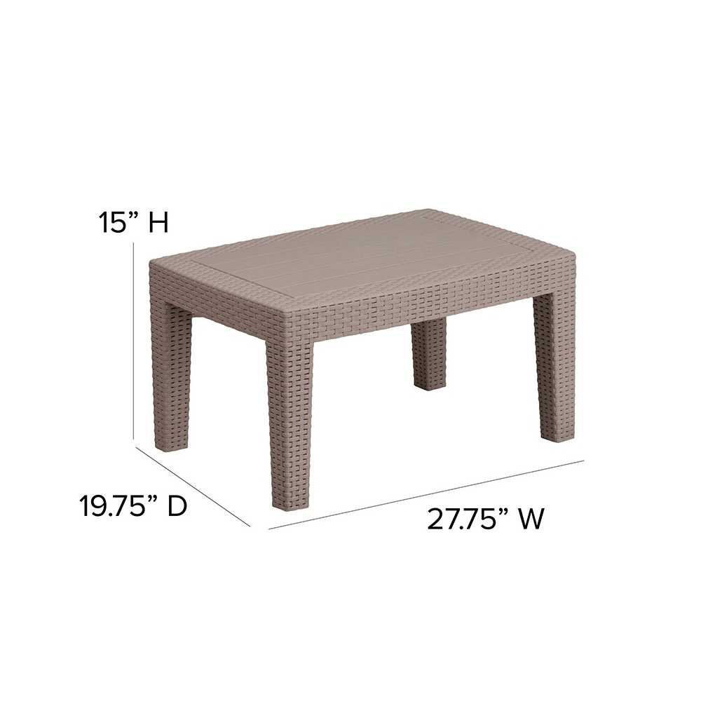 Light Gray Faux Rattan Coffee Table
