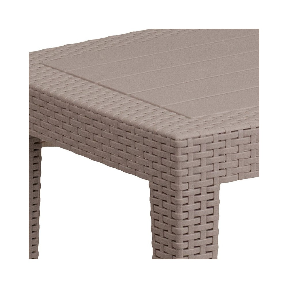 Light Gray Faux Rattan Coffee Table