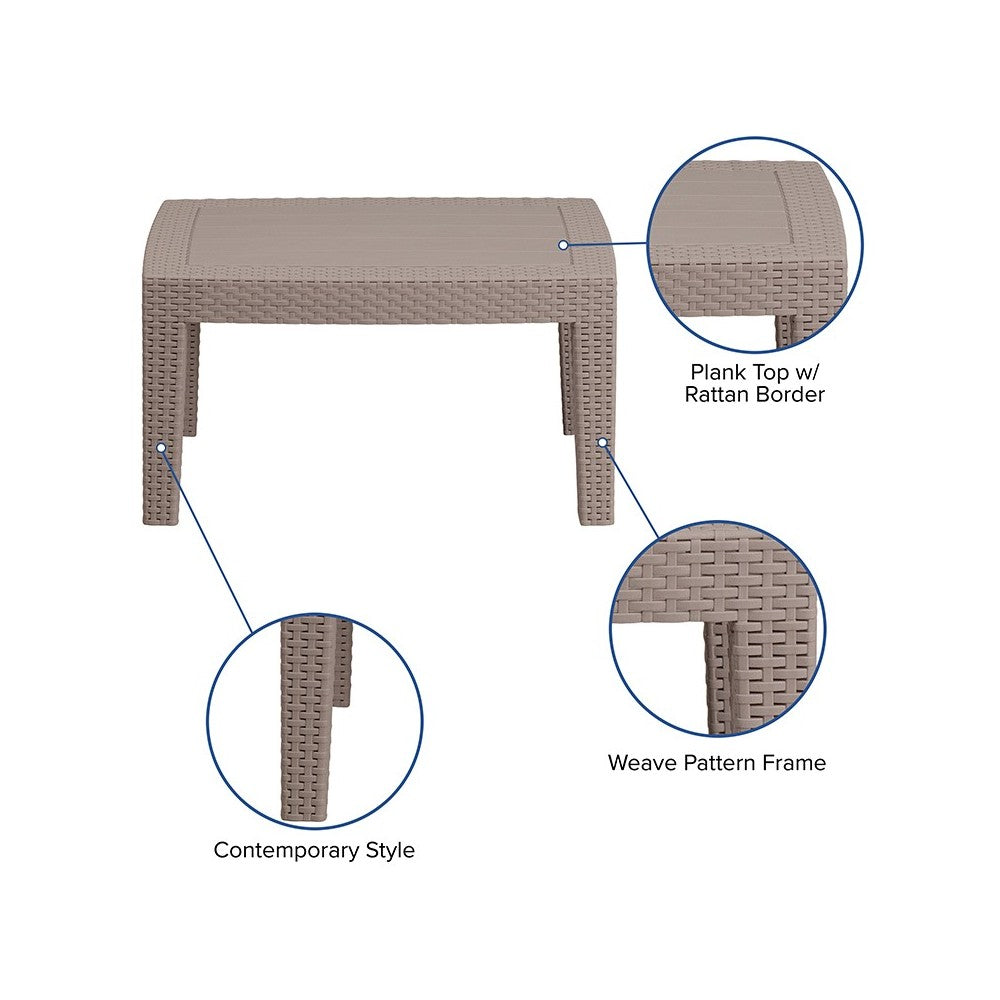 Light Gray Faux Rattan Coffee Table
