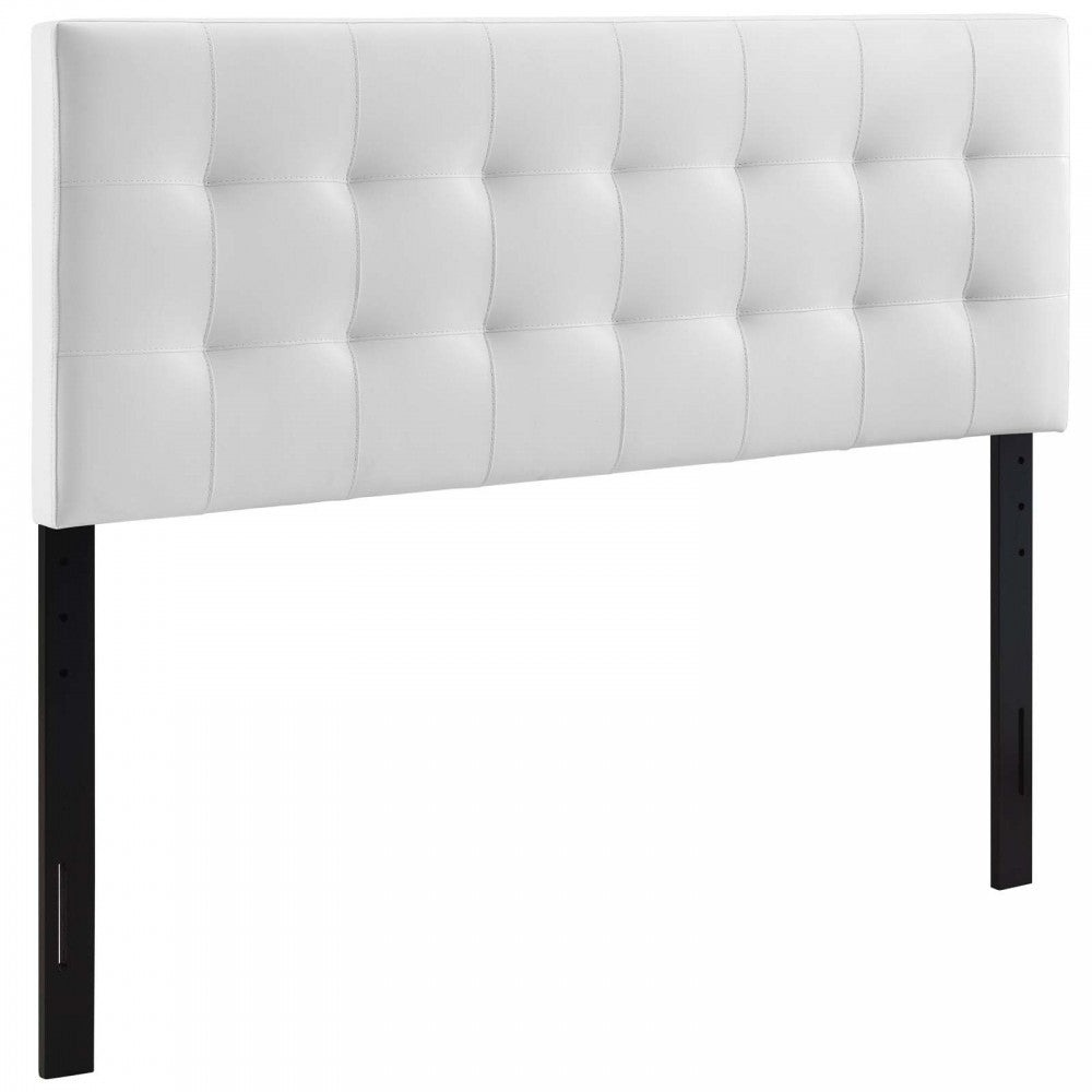 Lily Queen Upholstered Vinyl Headboard, White