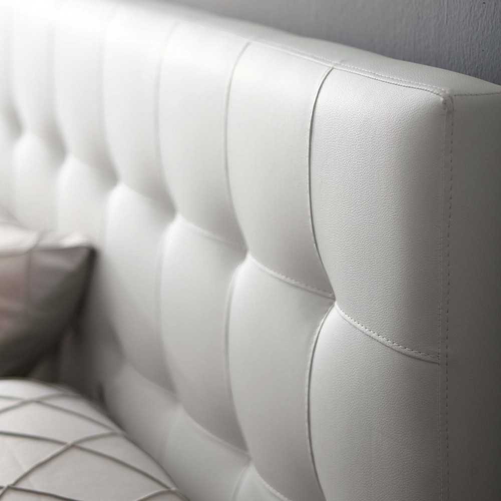 Lily Queen Upholstered Vinyl Headboard, White