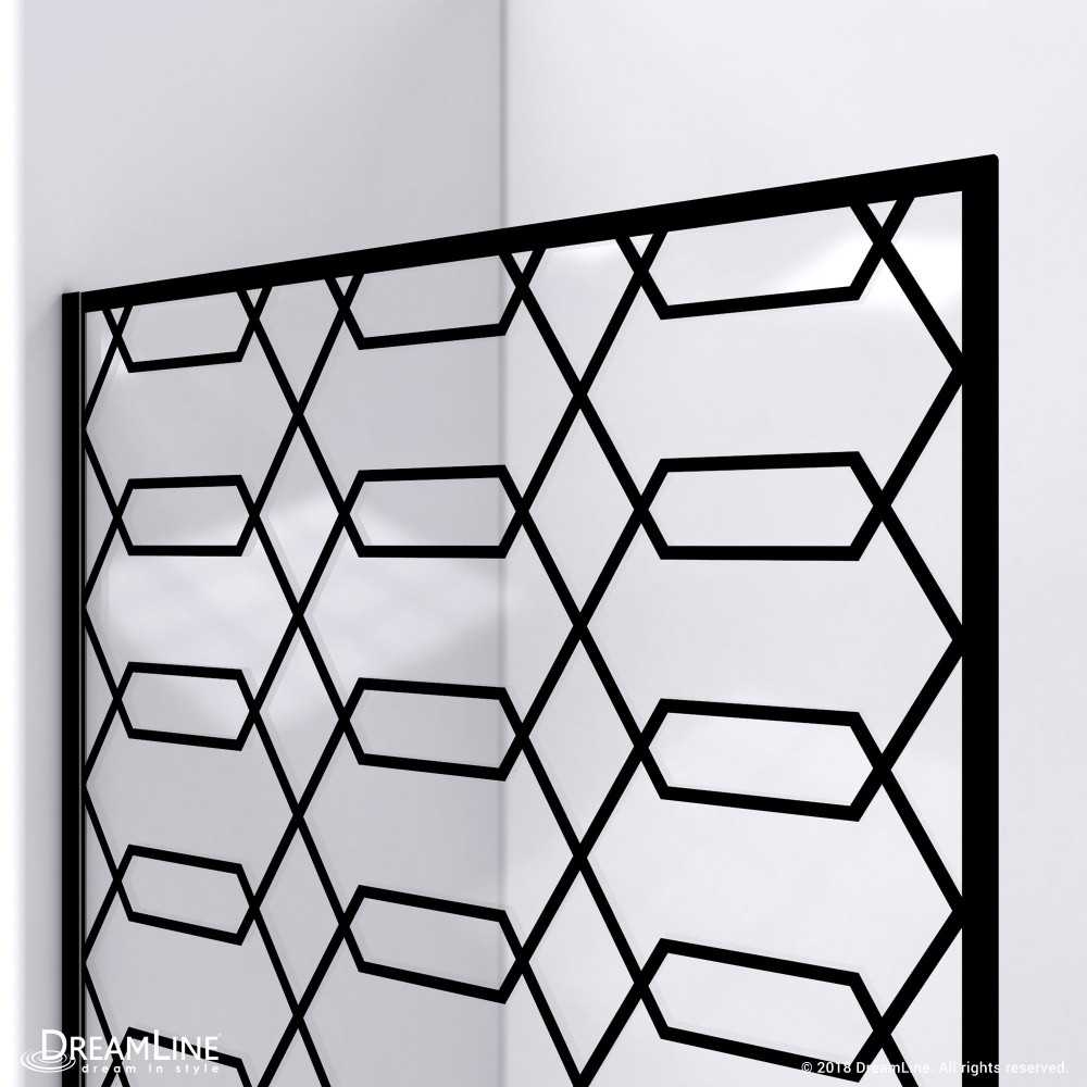 Linea Maze 34 in. W x 72 in. H Single Panel Frameless Shower Door, Open Entry Design in Satin Black