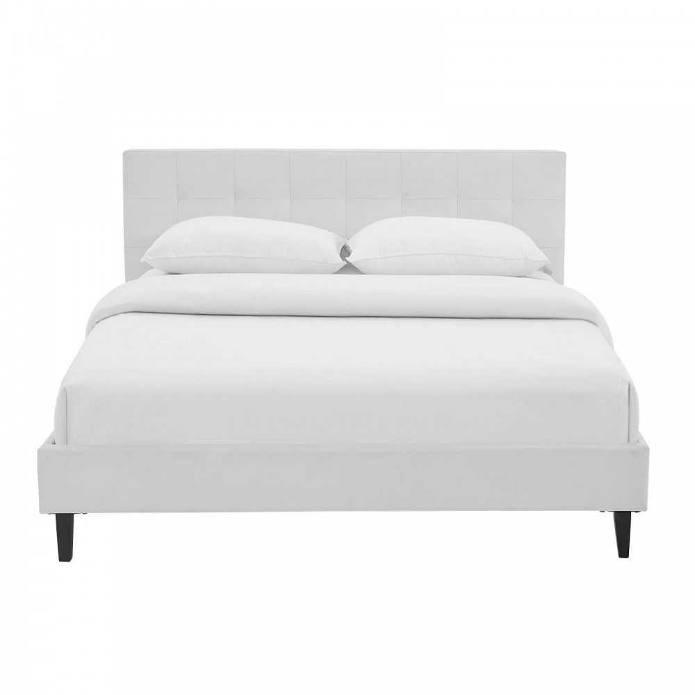 Linnea Full Faux Leather Bed, White