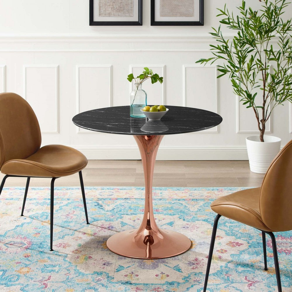Lippa 36" Artificial Marble Dining Table, Rose Black