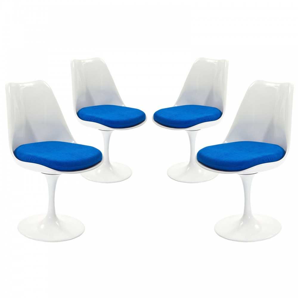 Lippa Dining Side Chair Fabric Set of 4, Blue