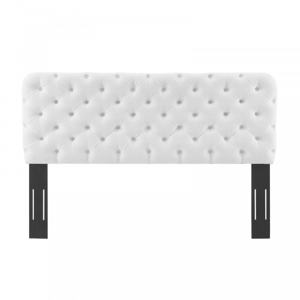 Lizzy Tufted King/California King Performance Velvet Headboard, White