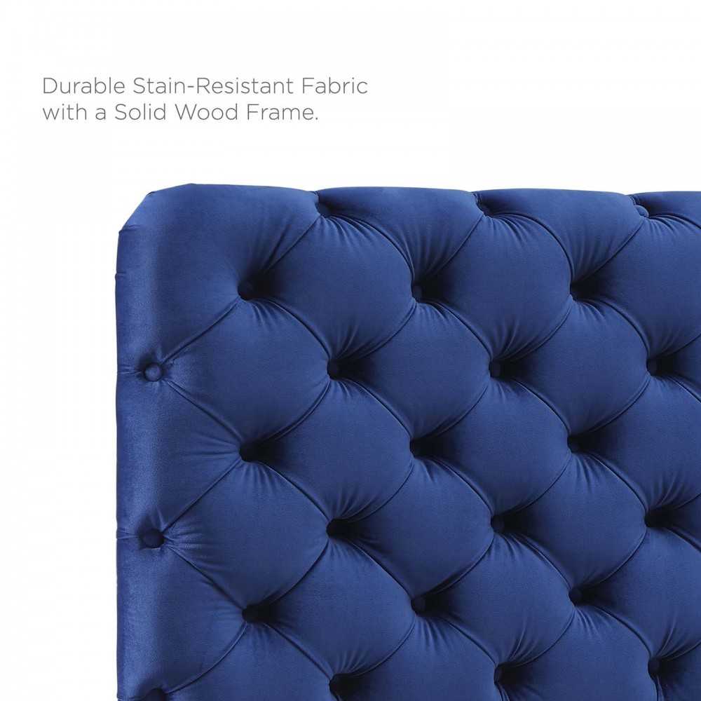 Lizzy Tufted Twin Performance Velvet Headboard, Navy