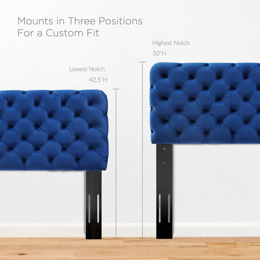 Lizzy Tufted Twin Performance Velvet Headboard, Navy