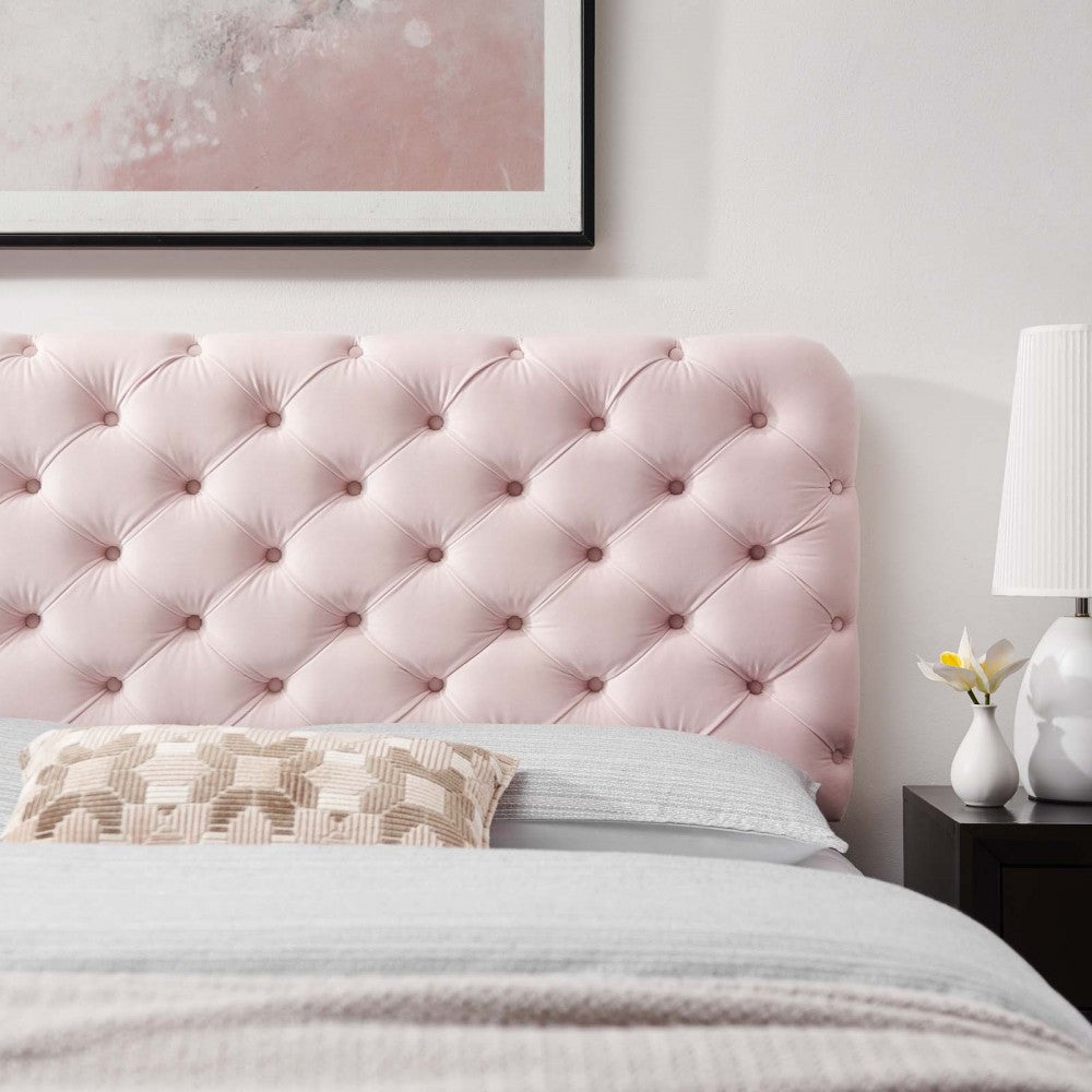 Lizzy Tufted Twin Performance Velvet Headboard, Pink