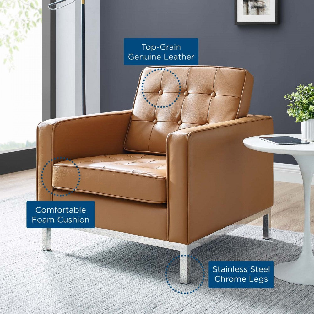 Loft Leather Armchair, Tan