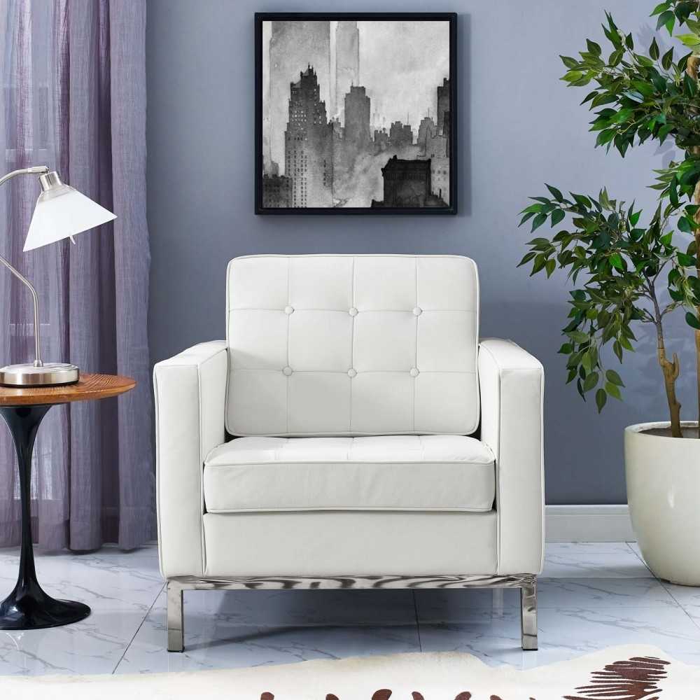 Loft Leather Armchair, Cream White