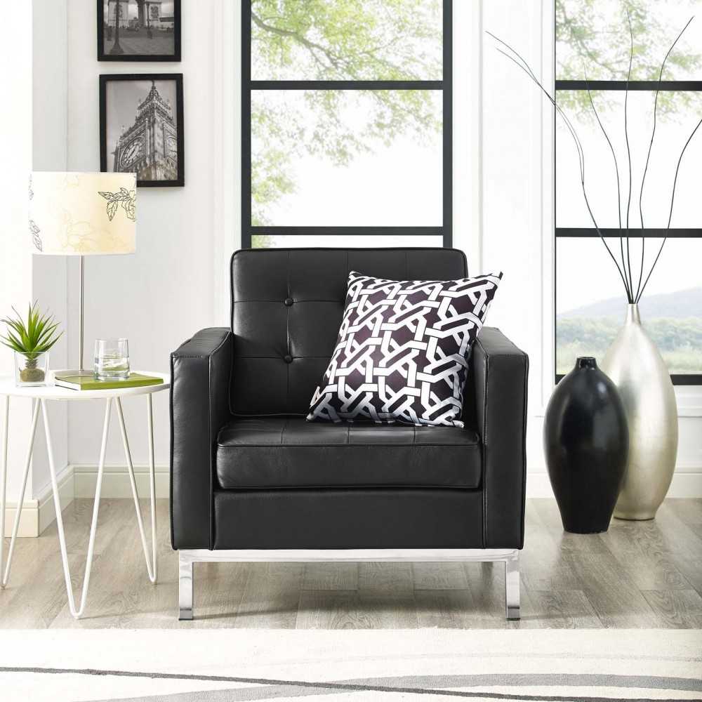 Loft Leather Armchair, Black