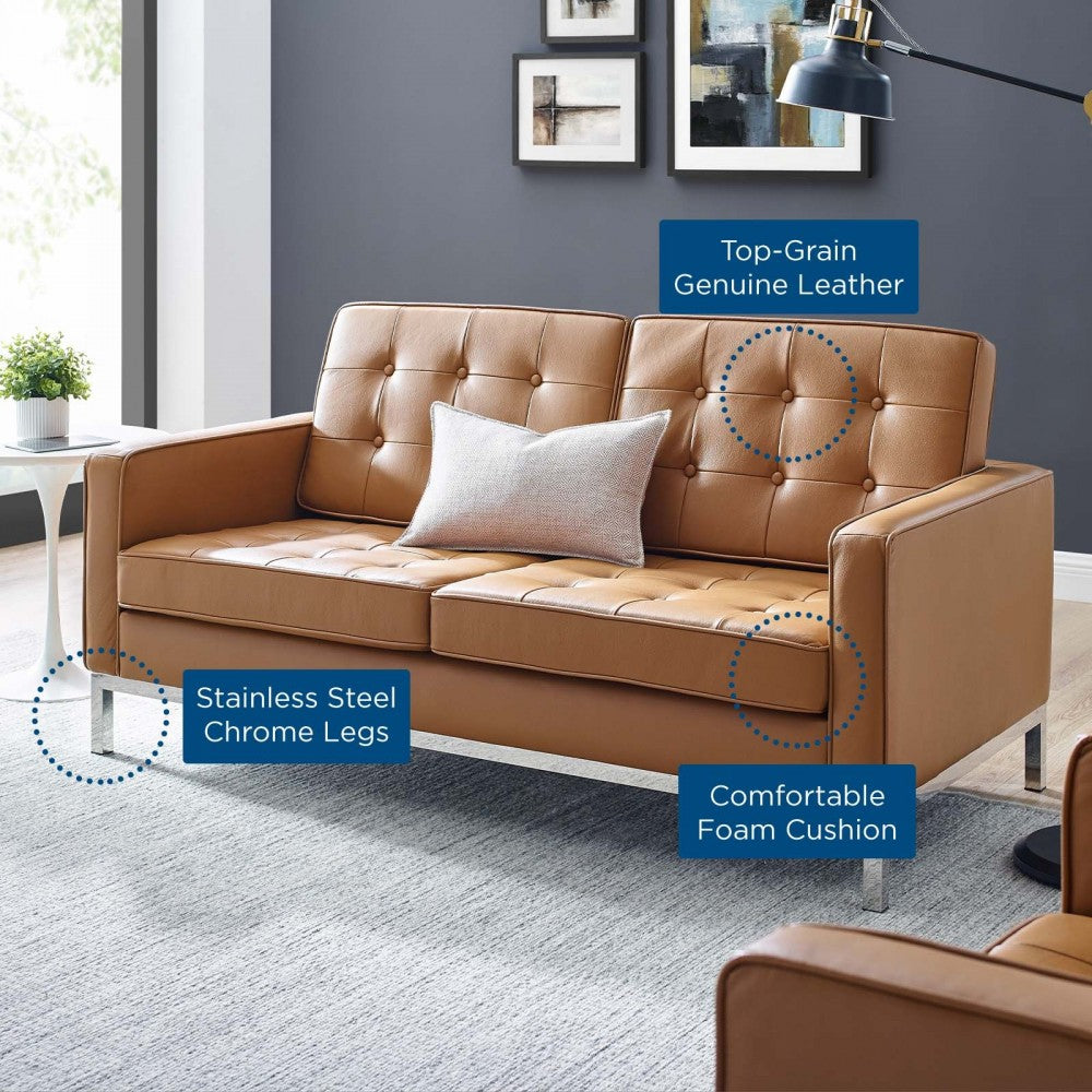 Loft Leather Loveseat, Tan