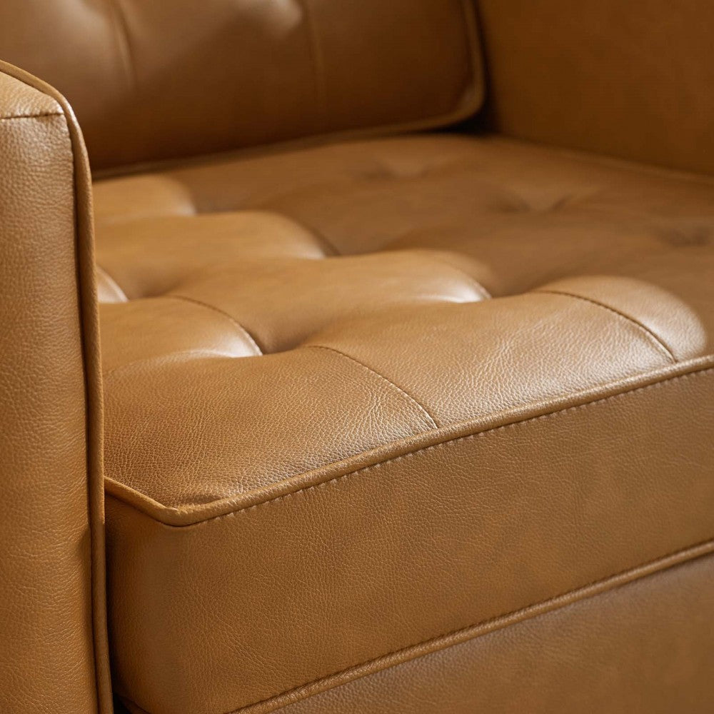 Loft Tufted Upholstered Faux Leather Armchair, Silver Tan