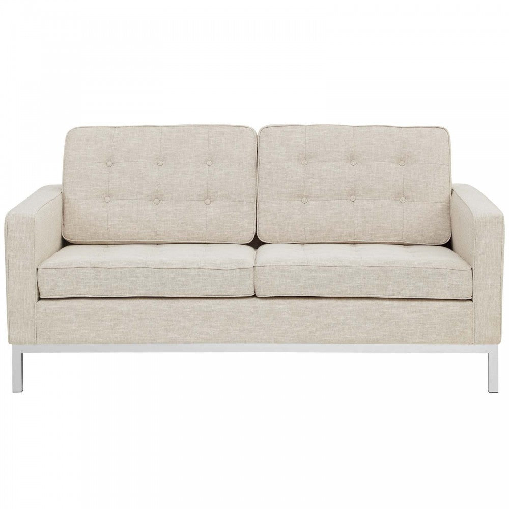 Loft Upholstered Fabric Loveseat, Beige