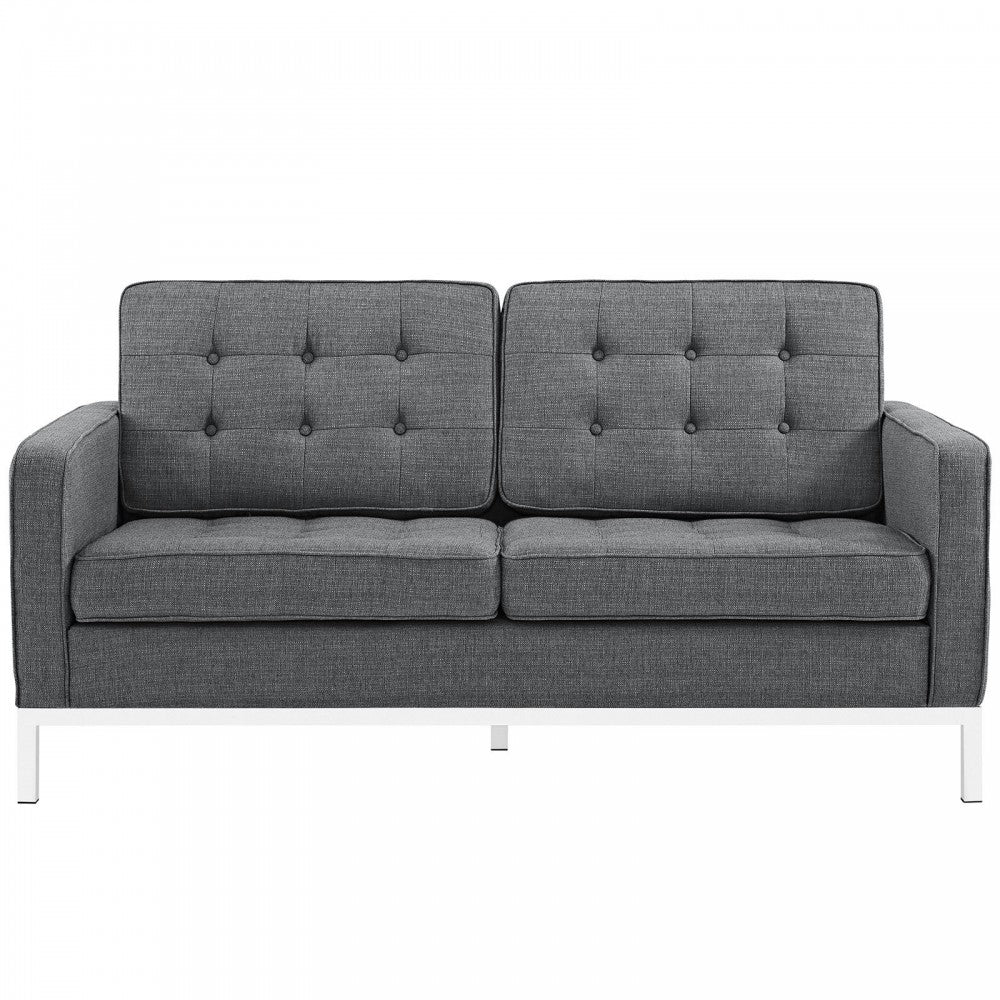 Loft Upholstered Fabric Loveseat, Gray