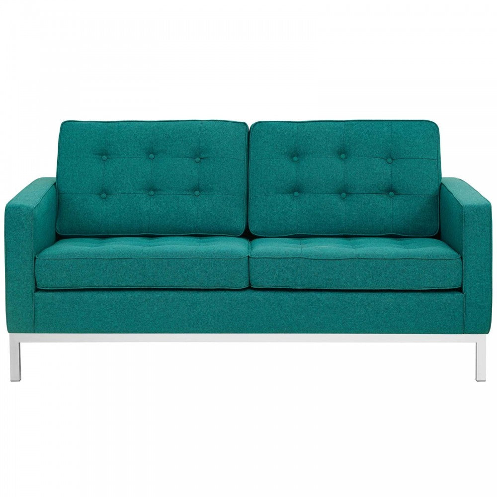 Loft Upholstered Fabric Loveseat, Teal