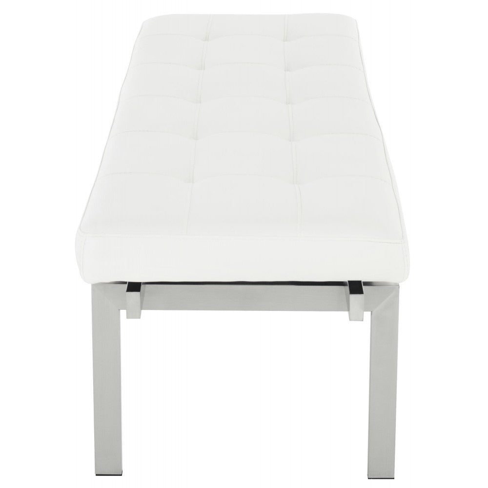 Louve White Naugahyde Occasional Bench