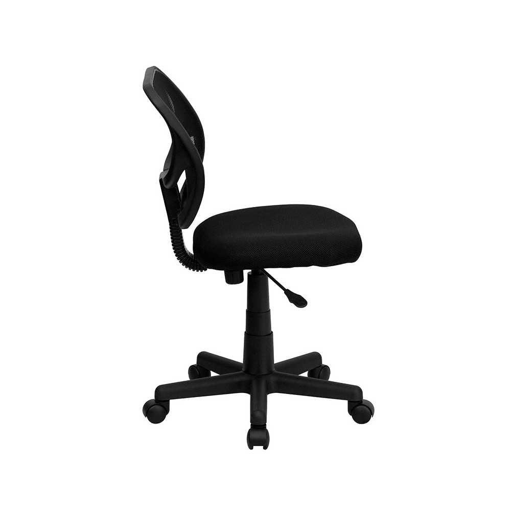 Low Back Black Mesh Swivel Task Office Chair with Curved Square Back