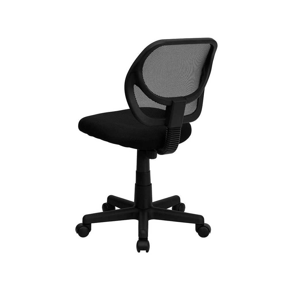 Low Back Black Mesh Swivel Task Office Chair with Curved Square Back