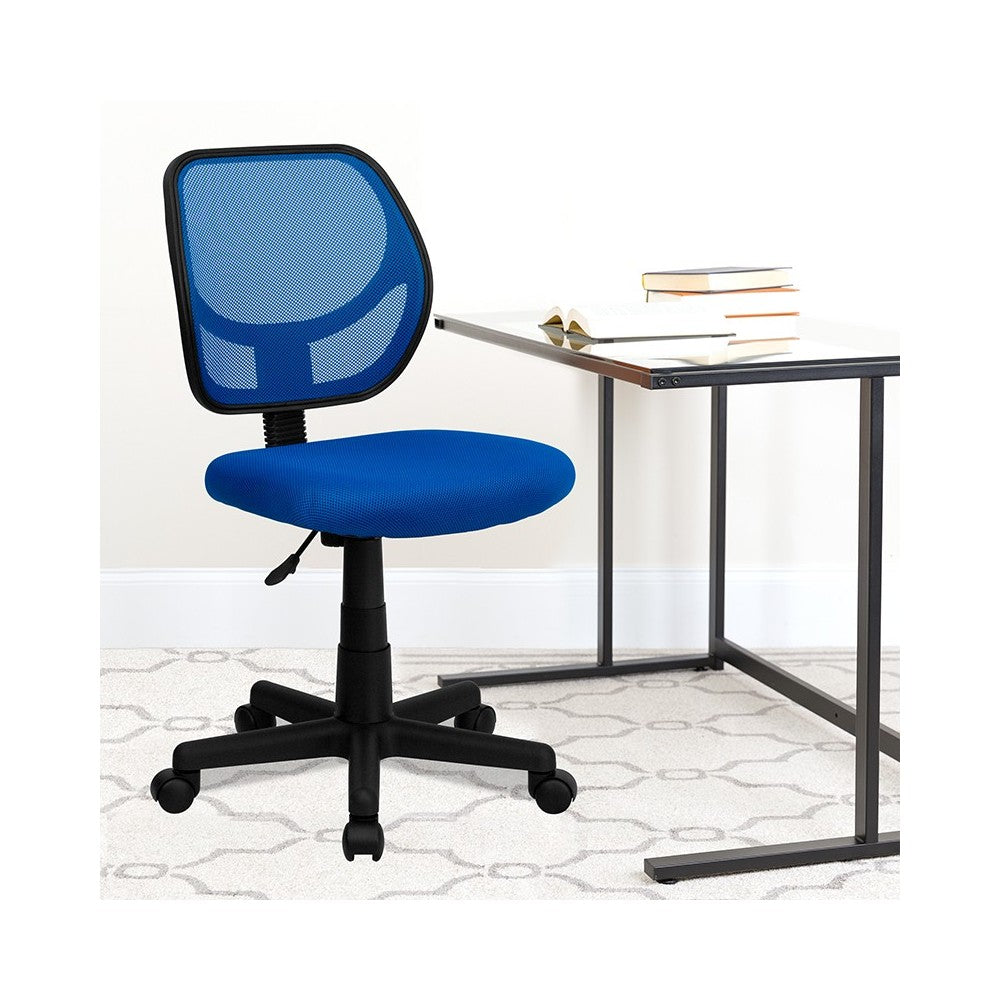 Low Back Blue Mesh Swivel Task Office Chair